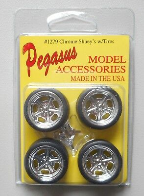 Chrome Shuey's Rims W Tires Pegasus 1:24 1:25 Car Model Accessory 1279