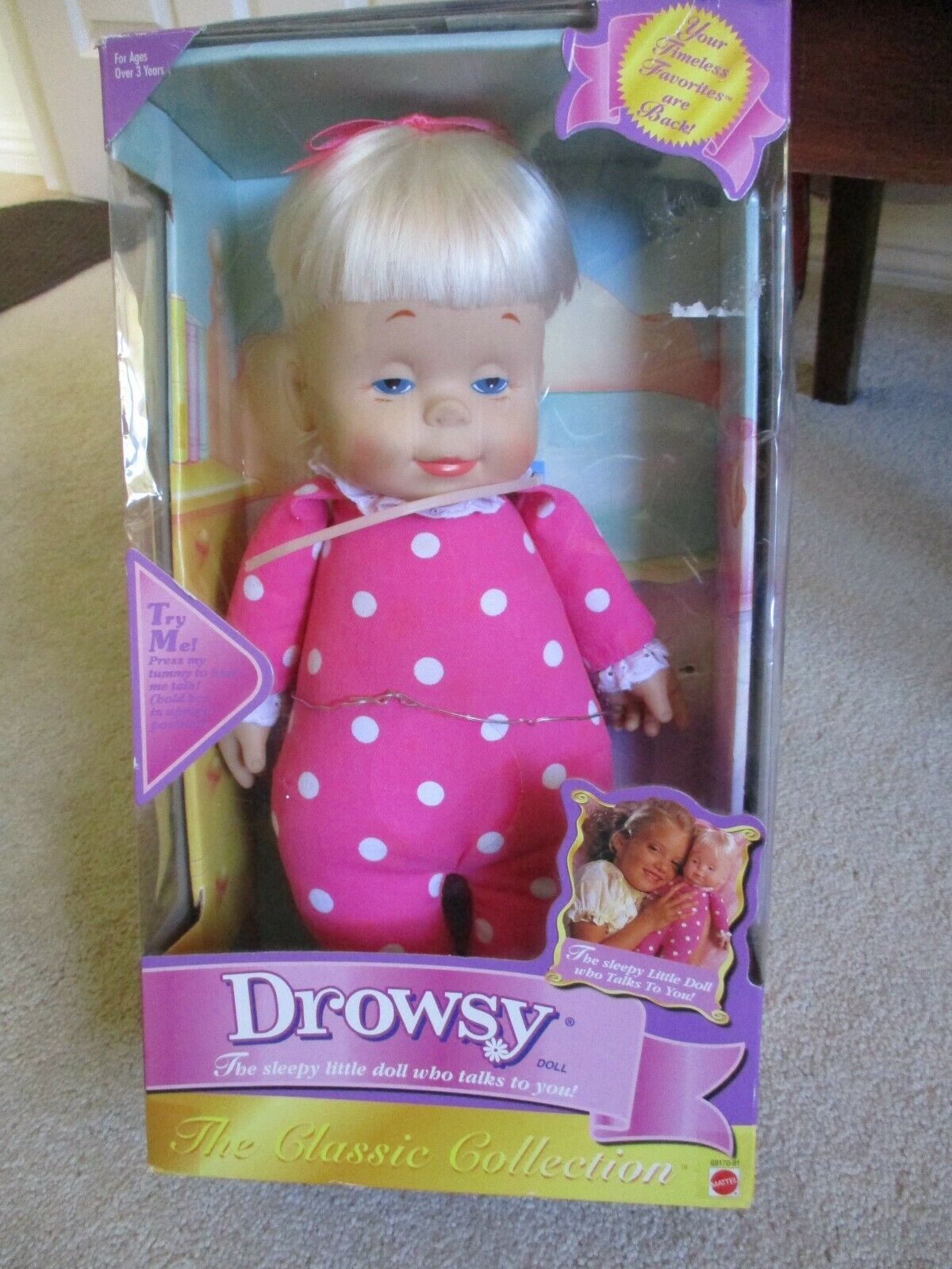 Vtg New In Box! Drowsy Talking Doll Mattel 15" Classic Collection, She Talks!