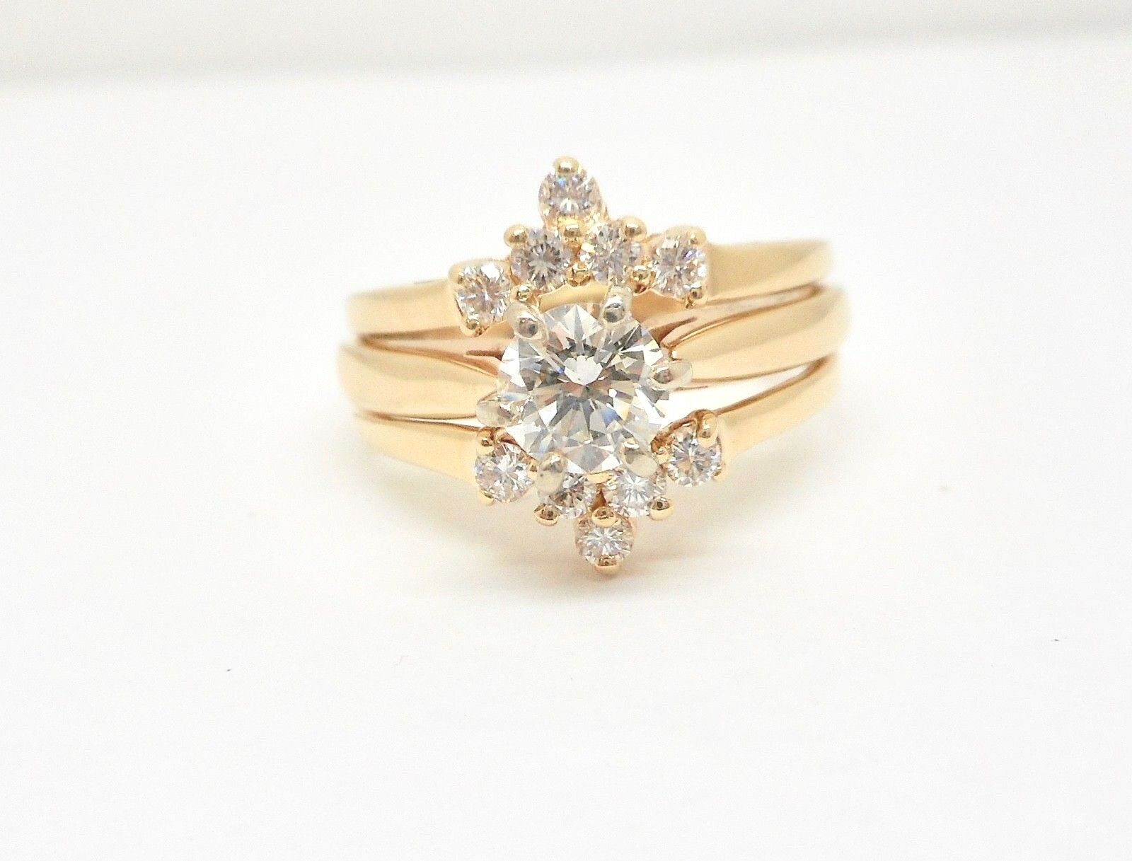 14k Yellow Gold Round Diamond Bridal Set Retail $2495 Jg1