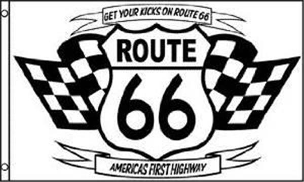 Black And White Route 66  Flag  Novelty Flag 3 X 5