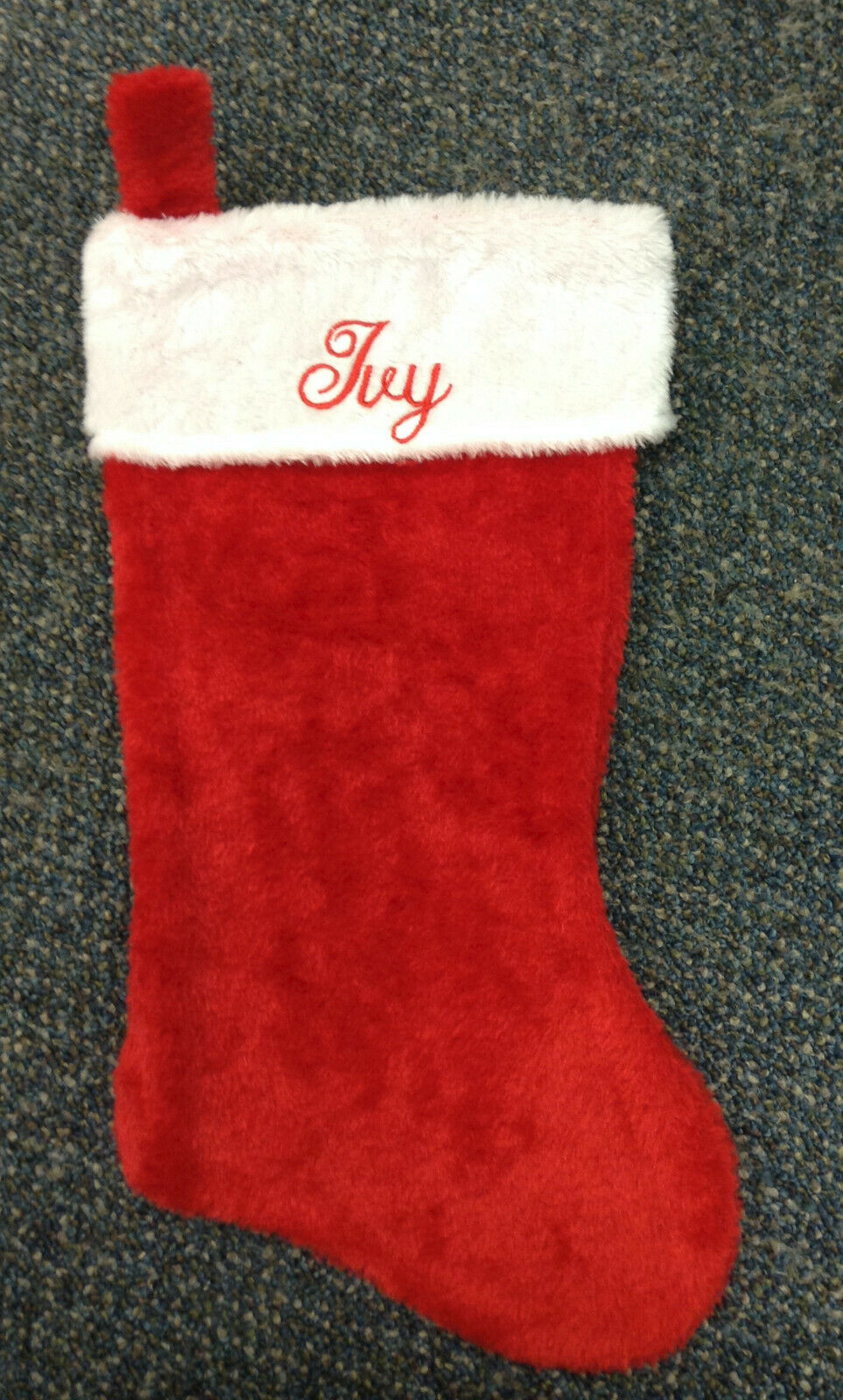 Personalized Christmas Stocking  Super Plush 18" Red Or Green Embroidered
