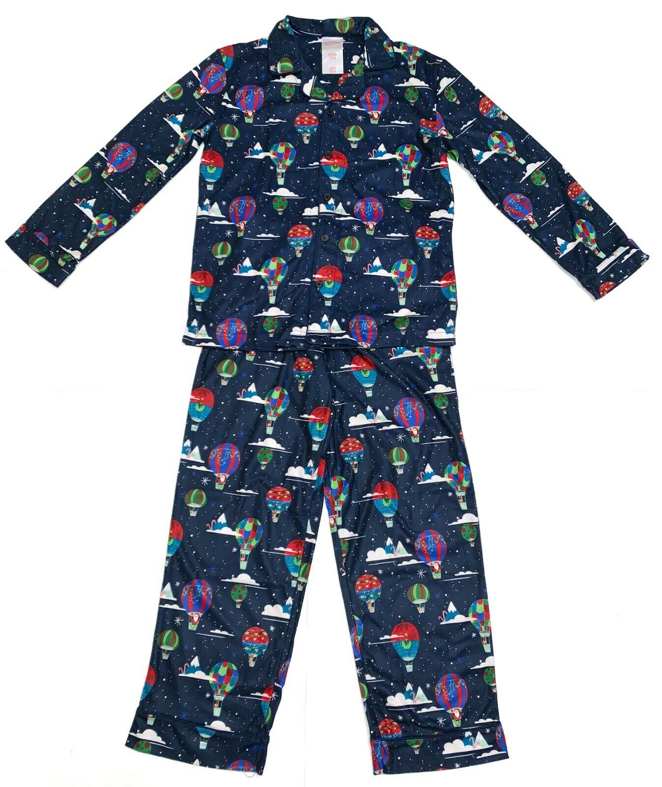 Wondershop Boy's Holiday Blue Hot Air Balloon Flannel 2 Piece Pajama Set Sz.10