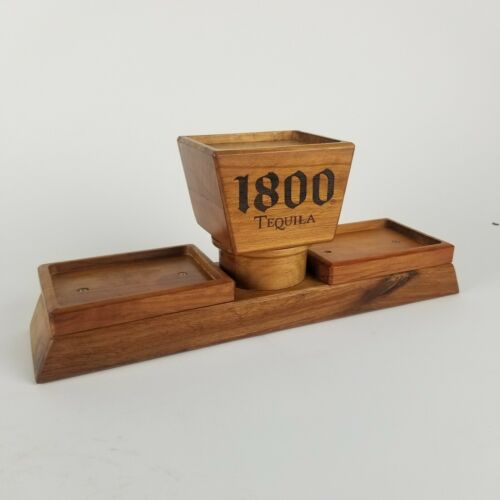 1800 Tequila Bottle Bar Display Stand Heavy Wood Decor Advertising Etched Logo