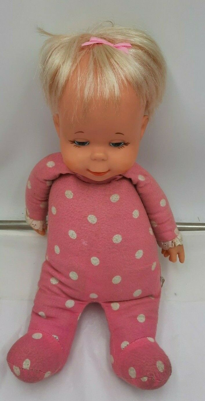 Vintage 1964 Mattel Pink Polka Dot Baby Drowsy Doll