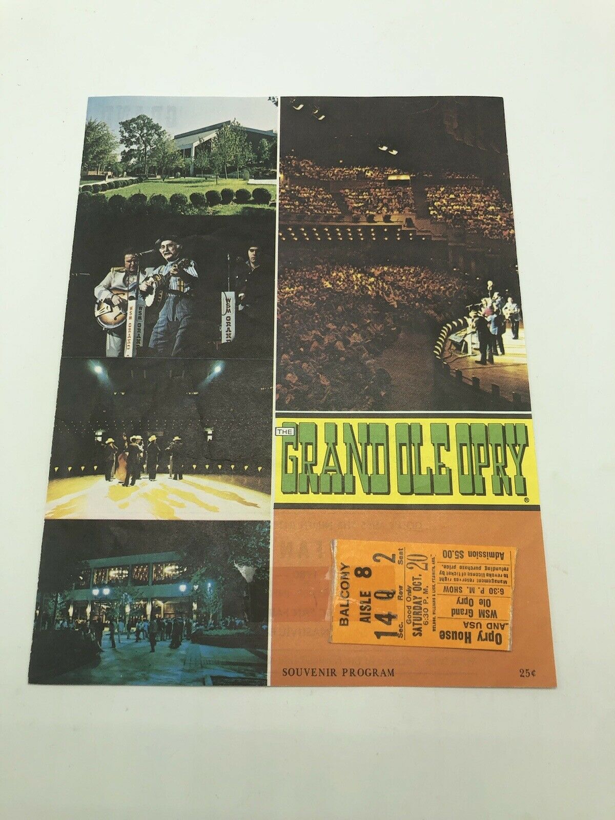 Vintage 1980 Grand Old Opry Souvenir Program And Ticket Nashville Tennessee