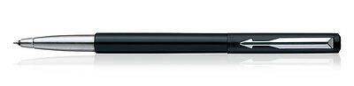 Parker Vector Chrome Trim Ct Rollerball Pen Roller Ball Blue Ink Black Body New