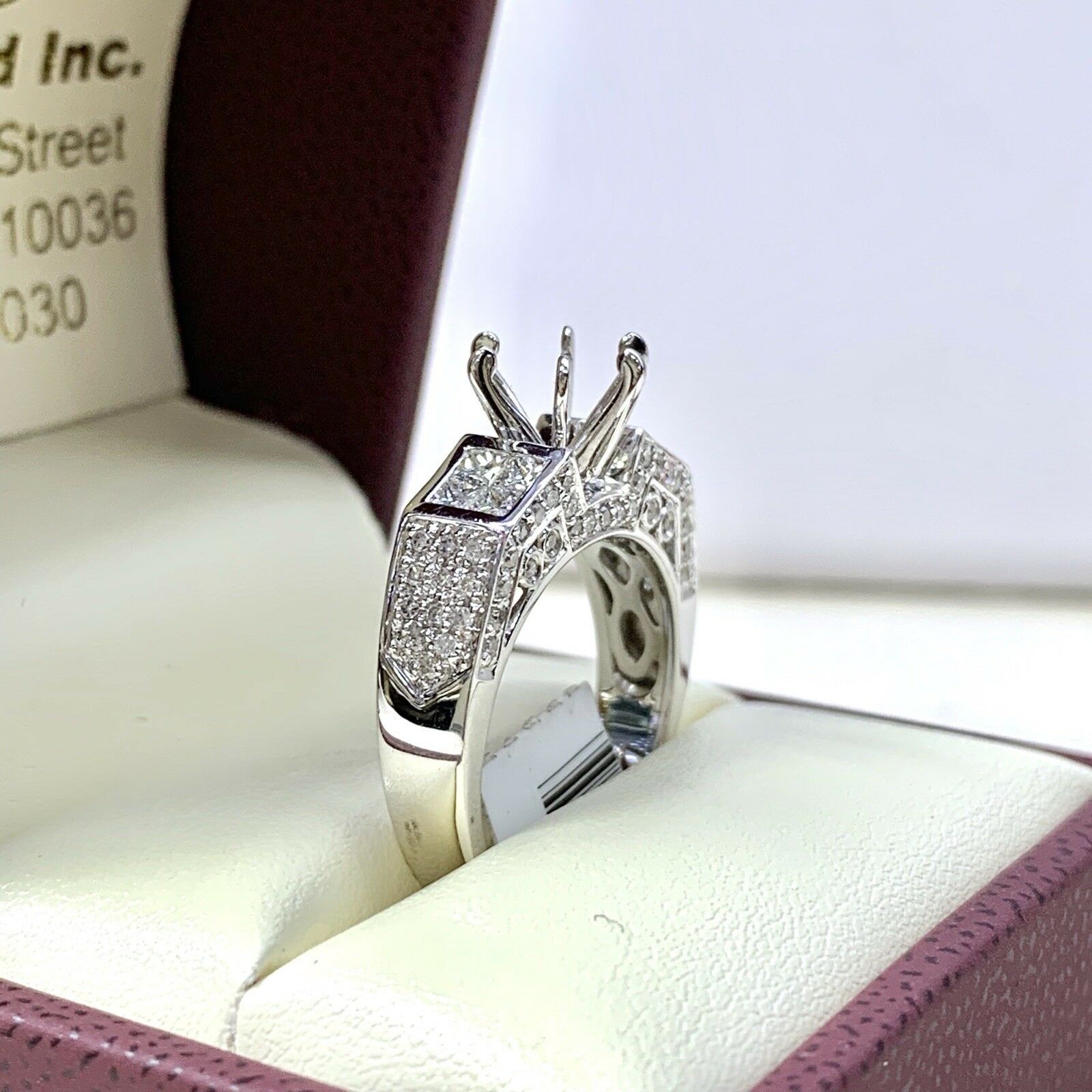 1.14ct Diamond Semi Mount Engagement Ring In 18k White Gold