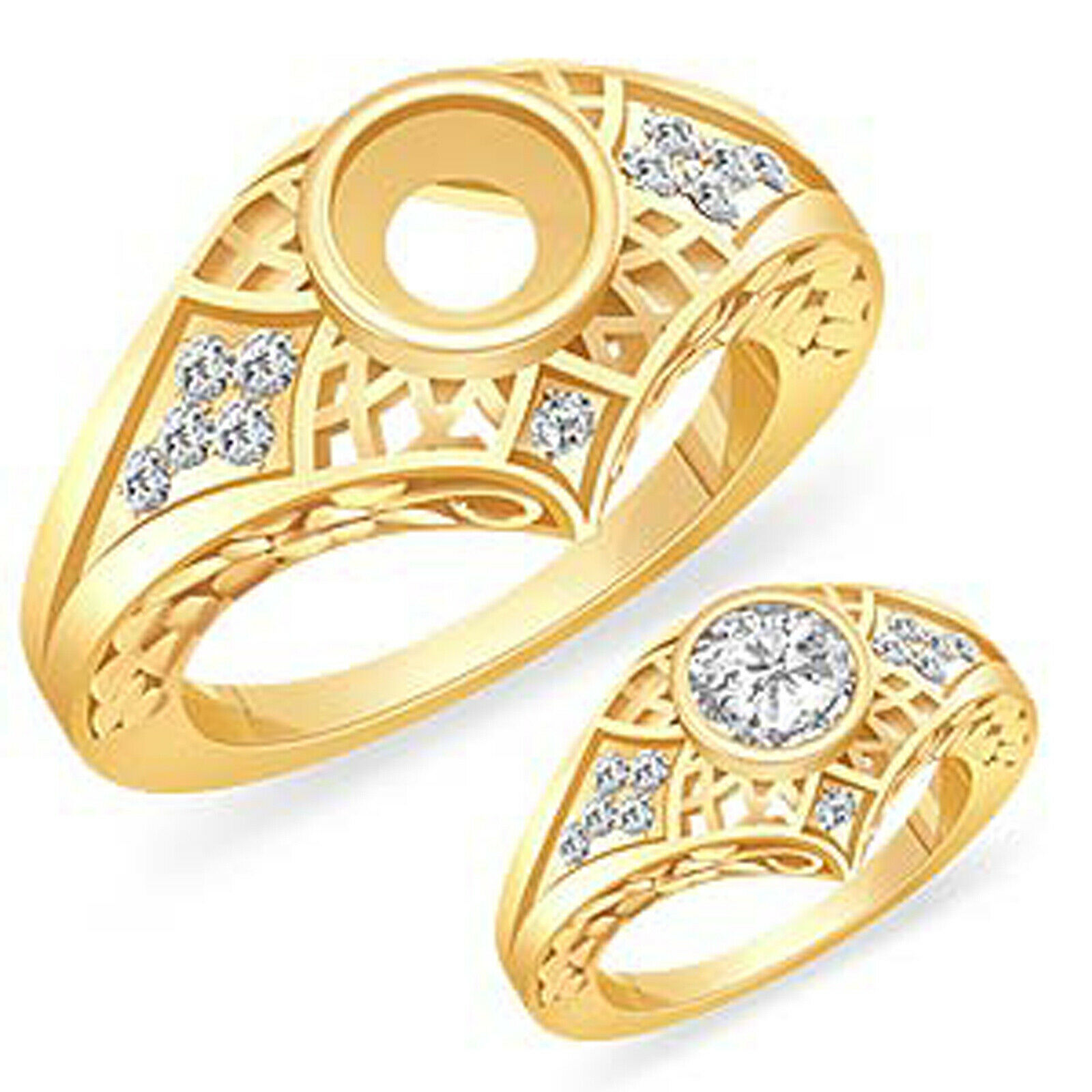 0.25 Ct Round Diamond Setting Vs2 G Wedding Engagement Ring 14k Gold Yellow