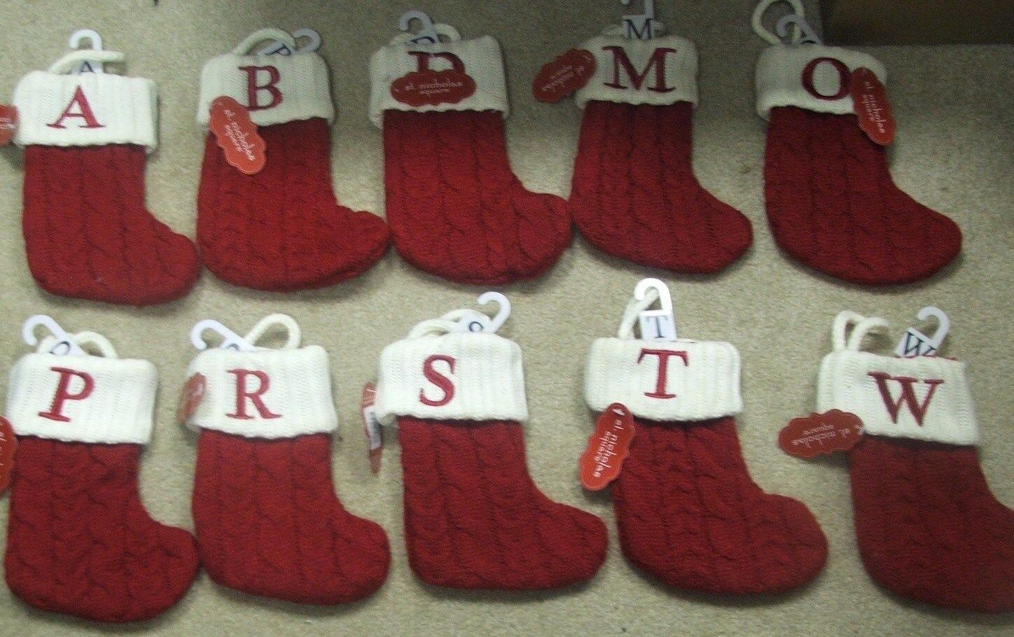 St Nicholas Square Assorted Monogram Mini 8 Inch Knitted Stockings Read Below