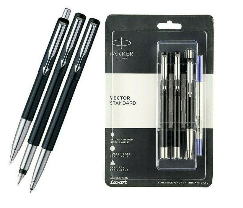Parker Vector Standard Triple Ct (fountain, Roller, Ball Pen Set) Black Body -1