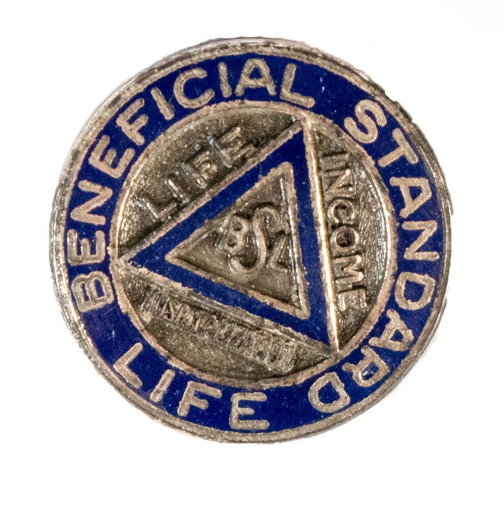 Vintage Sterling Blue Enamel Bsl Beneficial Standard Life Income Pin Hister