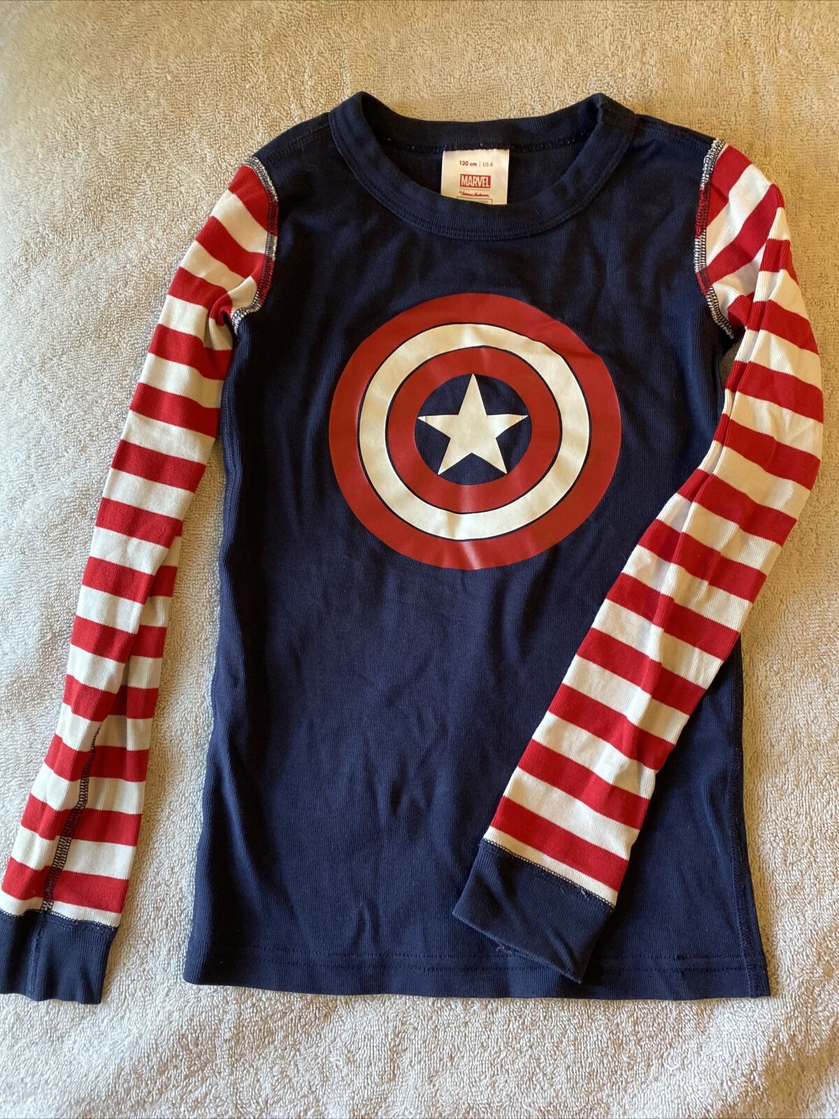 Hanna Andersson Captain America Marvel Pj Top Only 100% Cotton Costume Guc Shirt