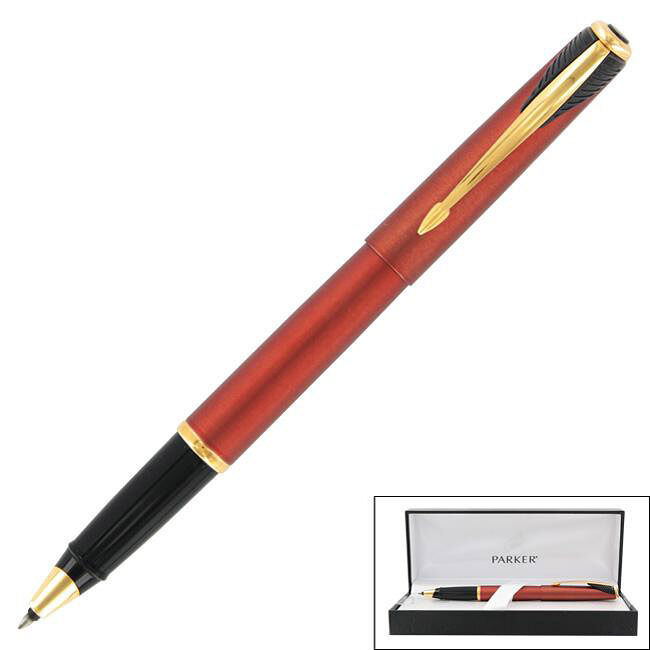 Parker Inflection Rollerball Pen Red Lacquer & Gold Trim  New In Box