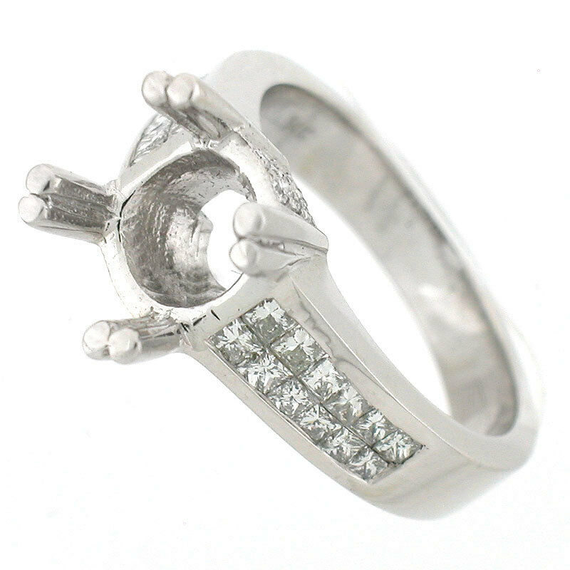 14k White Gold 0.96 Cts Diamond Engagement Ring Setting  (si1-g / Vs2-f) -8.5mm