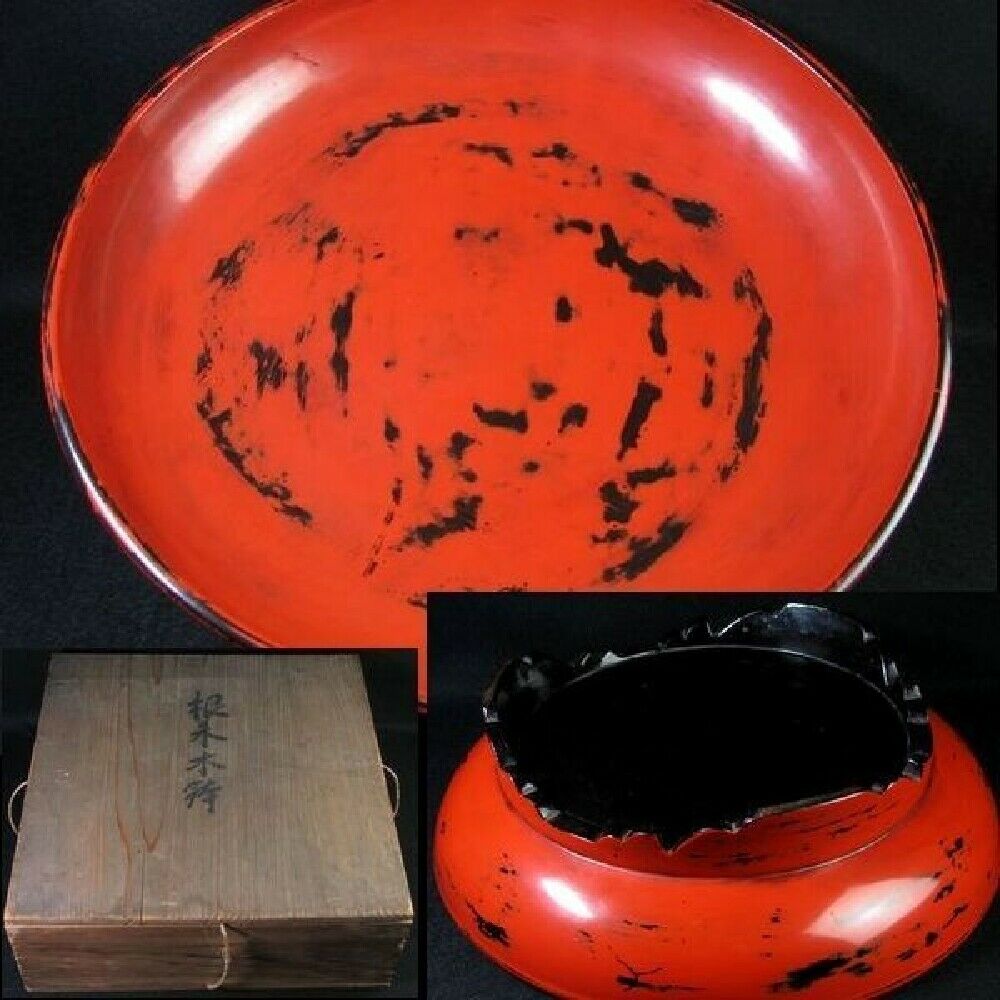 Antique Vintage Wooden Negoro Wooden Bowl Marubon Maruzen Japan