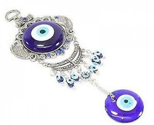 Evil Eye Wall Hanging Decor Amulet Protection Charm Turkish Design Blue 9"length