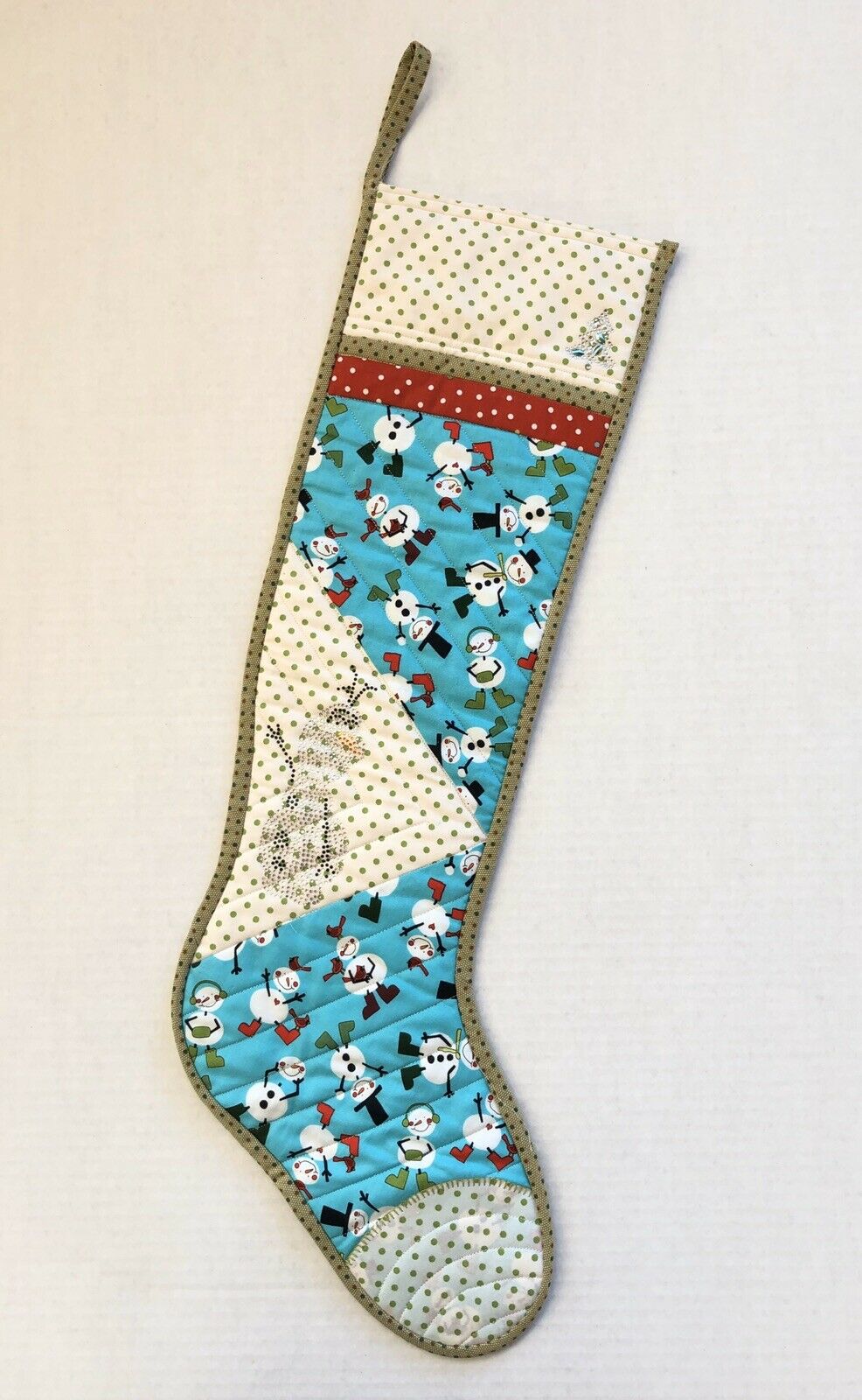 Frozen Olaf Snowman Christmas Stocking Handmade Quilted Large Size 27"
