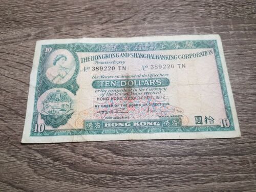 Hong Kong, Hsbc 10 Dollars 1972, P-182g, Vf