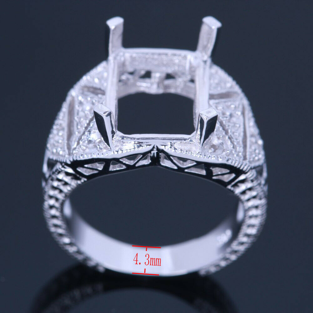 Engagement Wedding Fine Ring Sterling Silver 925 10x13mm Emerald Fashion Lady