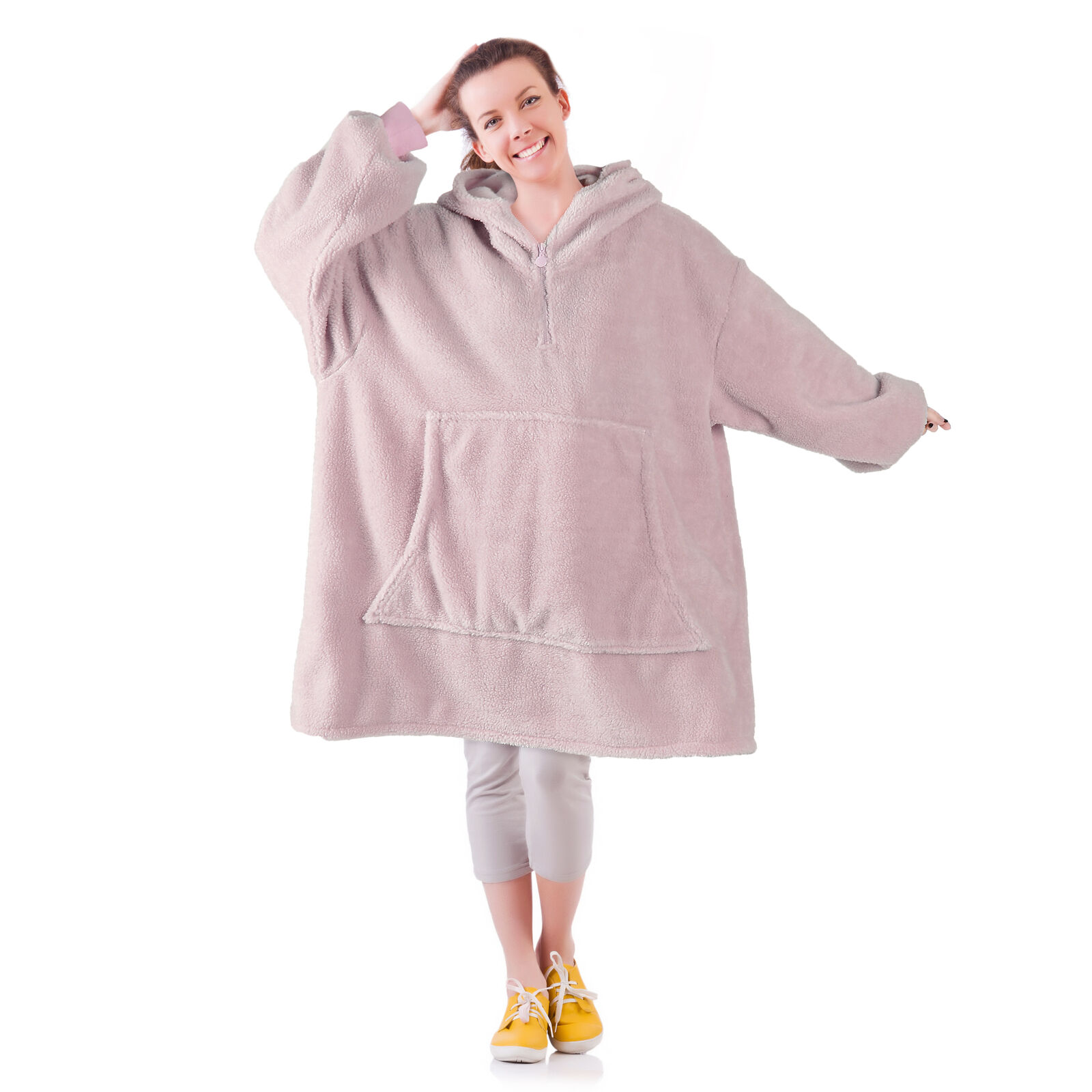 Blanket Sweatshirt Sherpa Lining Plush Kids Fleece Oversized Hoodie Warm Pocket