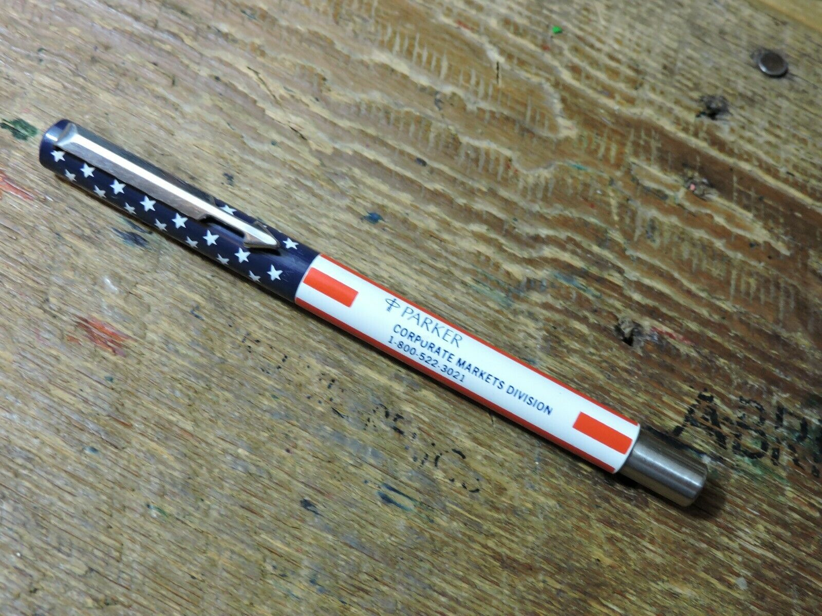 Vintage 1985 American Flag Corporate Market Ct Parker Vector Rollerball Pen Usa
