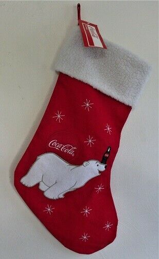 Coca Cola Polar Bear-snowflake / Bottle Stocking Christmas 19" Red -new W/tags
